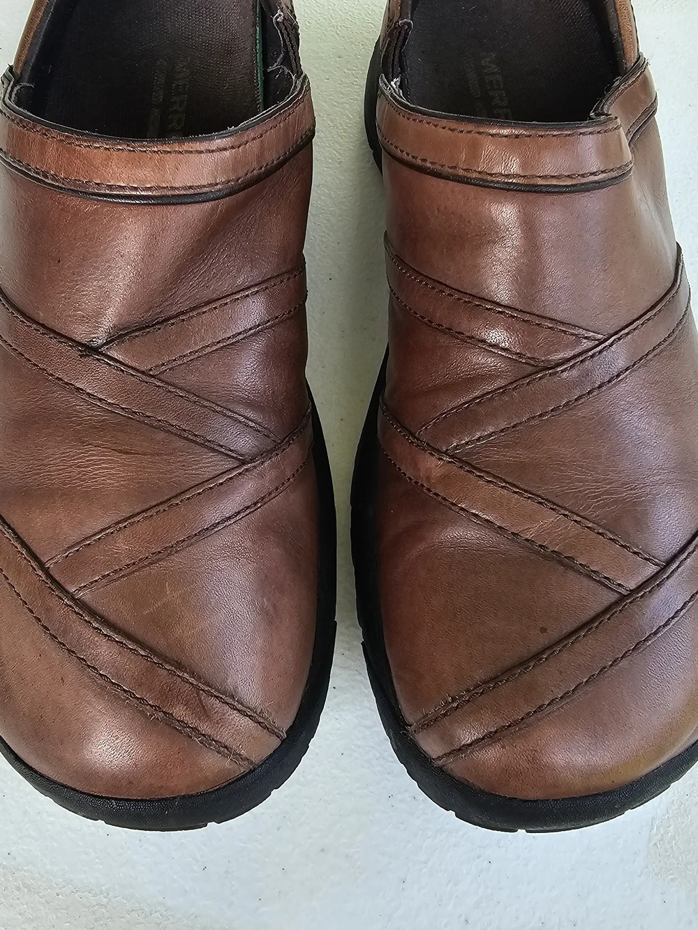 Merrell Womens 8 Brown Leather Slip On Comfort Casual Walking Shoes J46730